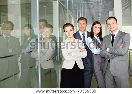 Row of confident business group looking at camera