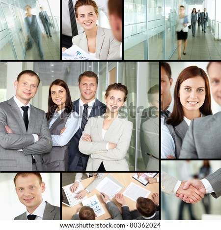 Collage of different business people in office