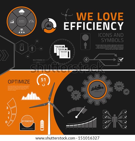 Efficiency vector infographics elements for business reports and presentations