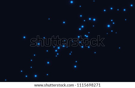 Abstract vector background. Glowing fireflies in the night. Enigmatic and mysterious illustration with beautiful blue lights in the night.
