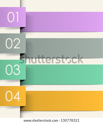 Four colored ribbons with numbers. Cool vector background. EPS10.