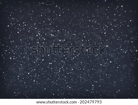 Falling snow at night. EPS10 vector background.