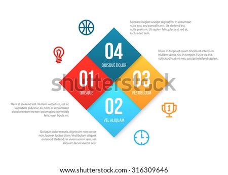 Flat Vector Infographic Template With Square Numbered Placeholders 