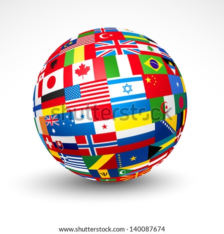 World flags sphere. Vector illustration