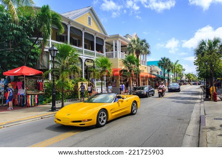 KEY WEST FEBRUARY 18: City center. Feb 18, 2014 in Key West, Florida ,USA: Key West is a popular tourist destination in Florida US.