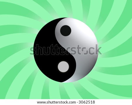 Yin Yang Balance with light  green rising background