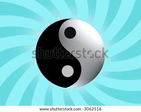 Yin Yang Balance with light blue rising background
