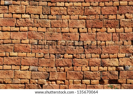 Old country house red brick wall as background