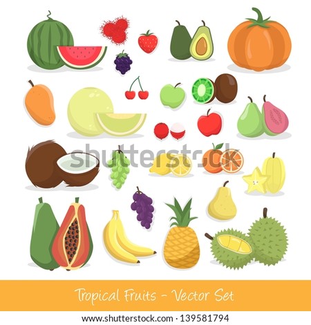 Tropical Fruit Vector Set