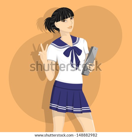 Japanese School Girl Illustration