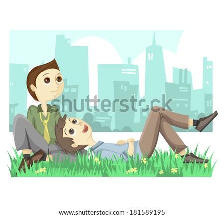 Happy Gay Couple Illustration