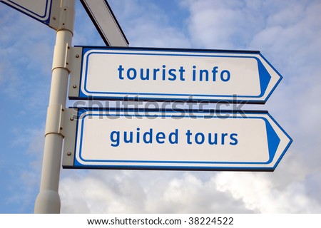 tourist information, guided tours arrow signs