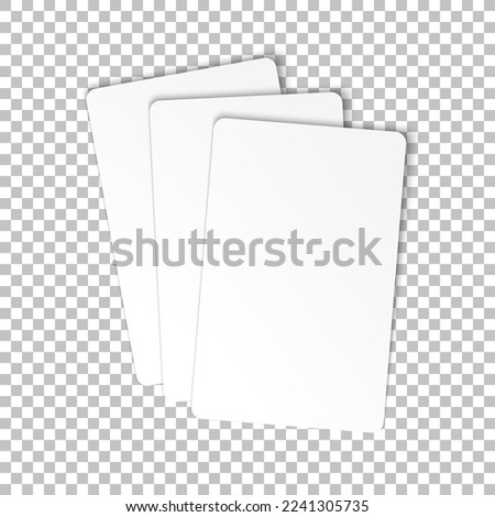 Blank poker playing cards mockup. Vector template business cards on transparent background