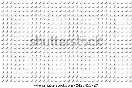 White plastic toy blocks. Modern vector bricks background. Plastic construction plate