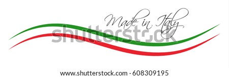 Made in Italy symbol, colored ribbon with the Italian tricolor