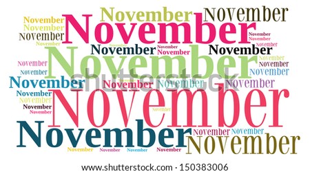 November text cloud on white background