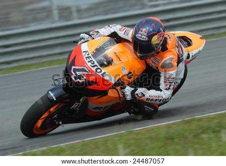 SEPANG, MALAYSIA, February 5, 2009: Andrea Dovizioso was speeding his machine during motor testing session at Sepang Circuit Malaysia.