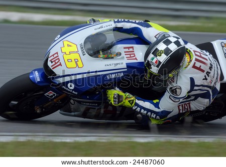 SEPANG, MALAYSIA, February 5, 2009: Valentino Rossi was speeding his machine during motor testing session at Sepang Circuit Malaysia.