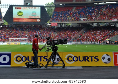 KUALA LUMPUR - JULY 16:  TV crew prepares before game start during Friendly match Liverpool against Malaysia at National Stadium on July 20, 2011 in Kuala Lumpur. Liverpool won 6-3.