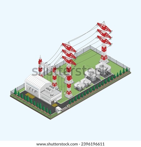 electrical sub station with isometric graphic