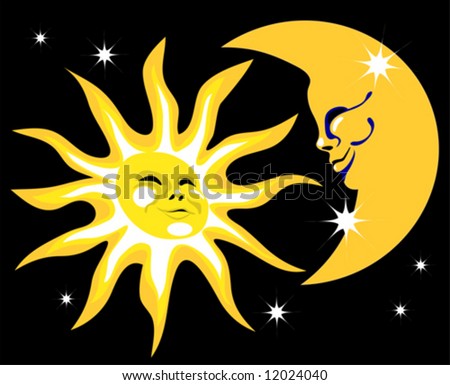 Sun And The Moon Vector Is Hand Drawn Original Artwork. - 12024040 ...