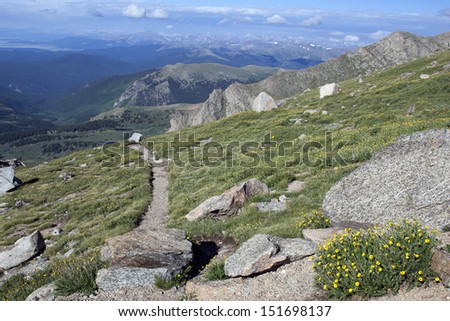 This is an image of a hiking path on Mount Evans in Colorado.