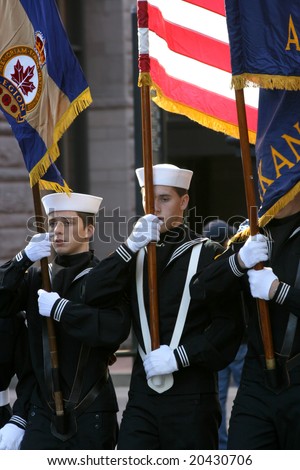 San Francisco - November 9: young men in soldiers uniforms during a Veteran's day Parade in San Francisco, CA on November 9, 2008
