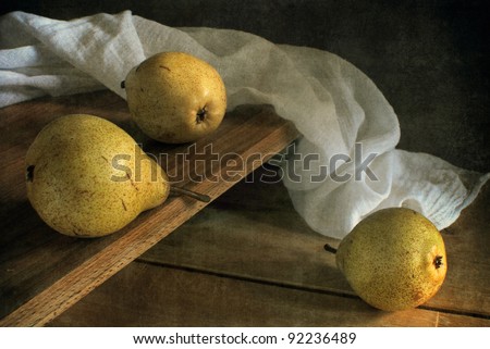 Still life with three pears