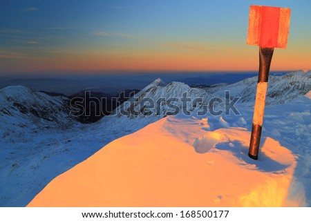 Mountain summit covered by snow in winter