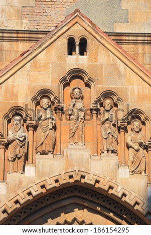 Detail of Gothic architecture at a church in Budapest, Hungary
