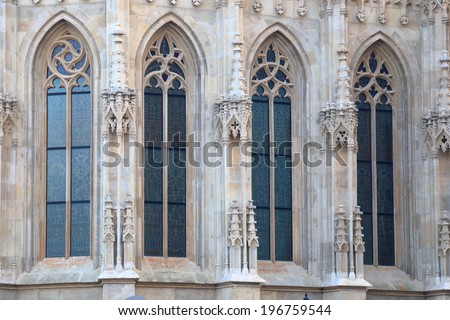 Gothic architecture detail of St Matthias church in Budapest, Hungary