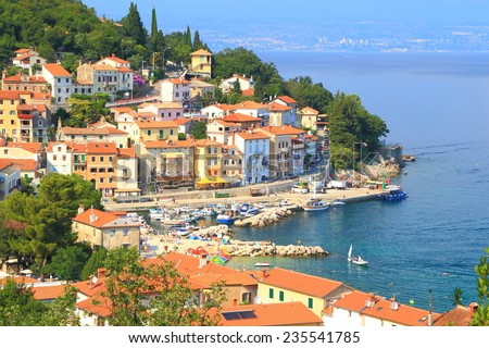 Small town on a hill side near the Adriatic sea, Istria peninsula, Croatia