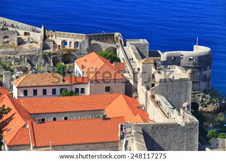 Strong walls and bastions protecting the old town of Dubrovnik, Croatia