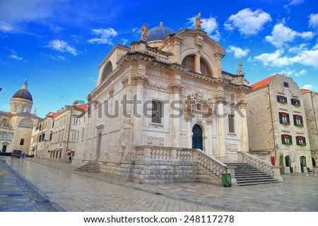 Baroque architecture of beautiful churches inside the old town Dubrovnik, Croatia
