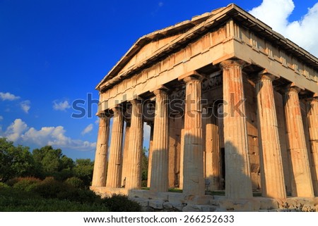 Greek temple well preserved in Ancient Agora, Athens, Greece
