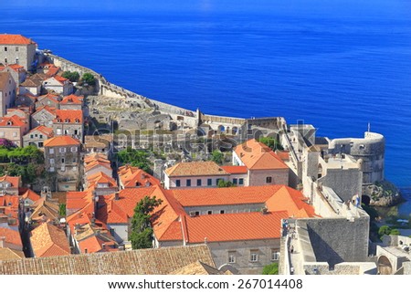 Strong walls and bastion defending the old town of Dubrovnik, Croatia