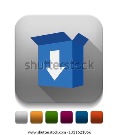 Download Box icon With long shadow over app button