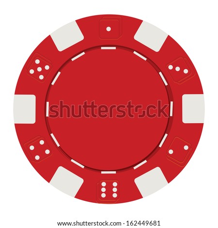 single red casino chip isolated on white background