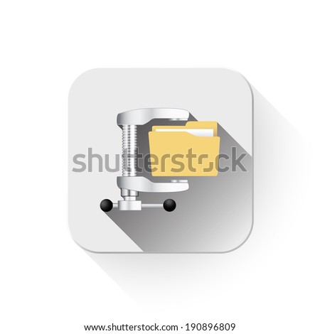 illustration of computer zip folder icon With long shadow over app button