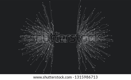 Expansion of life. Vector sphere explosion background. Small particles strive out of center. Blurred debrises into rays or lines under high speed of motion. Burst, explosion backdrop Foto d'archivio © 