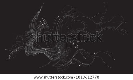 Expansion of life. Vector neuron growth. Small particles strive out of center randomly. Organic growth of tentacles. Space colonization. Burst, explosion backdrop. Foto d'archivio © 