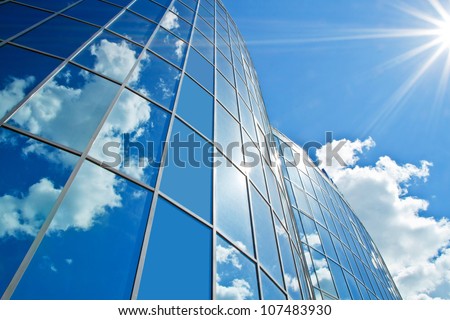 Similar – Image, Stock Photo Office buildings reflected over an urban glass facade