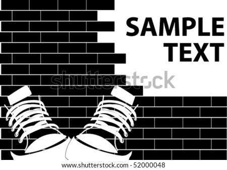 Illustration of a grunge graffiti on a brick wall