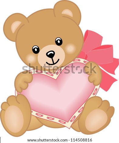 Cute Teddy Bear With Heart Stock Vector Illustration 114508816 ...