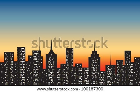 big city at sunset