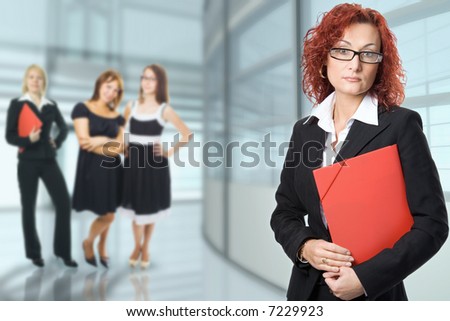 business woman against a background  team women