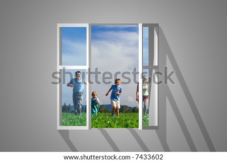 view on window family run on field