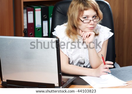 beauty woman secretary in office on work