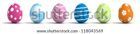 Multicolor painted easter eggs (computer generated image)