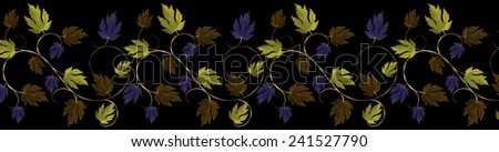 Green, Purple, Copper and Gold Leaves and Vine Border